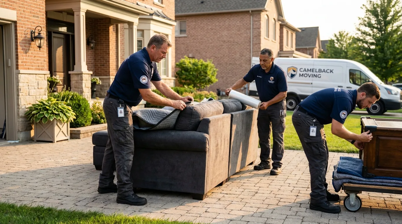 Large estate moving crew wrapping furniture in Bishopville, SC